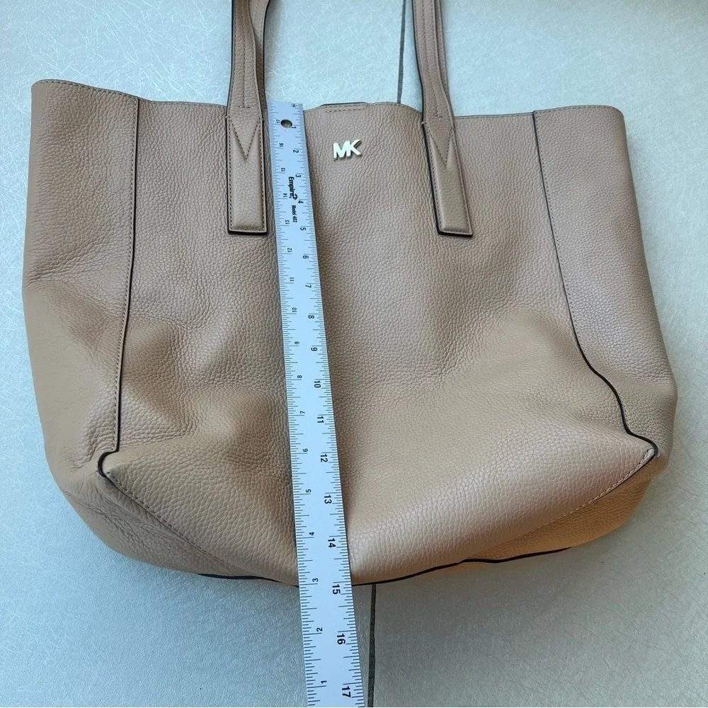 Michael Kors Junie Tote Large Pebbled Leather Bag Butternut Beige Neutral Purse